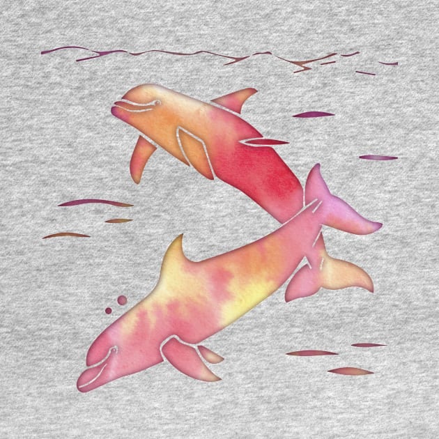 Peach Sea Dolphins by ferinefire